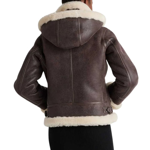 The Women's Heritage Real Dark Brown Shearling Bomber Jacket