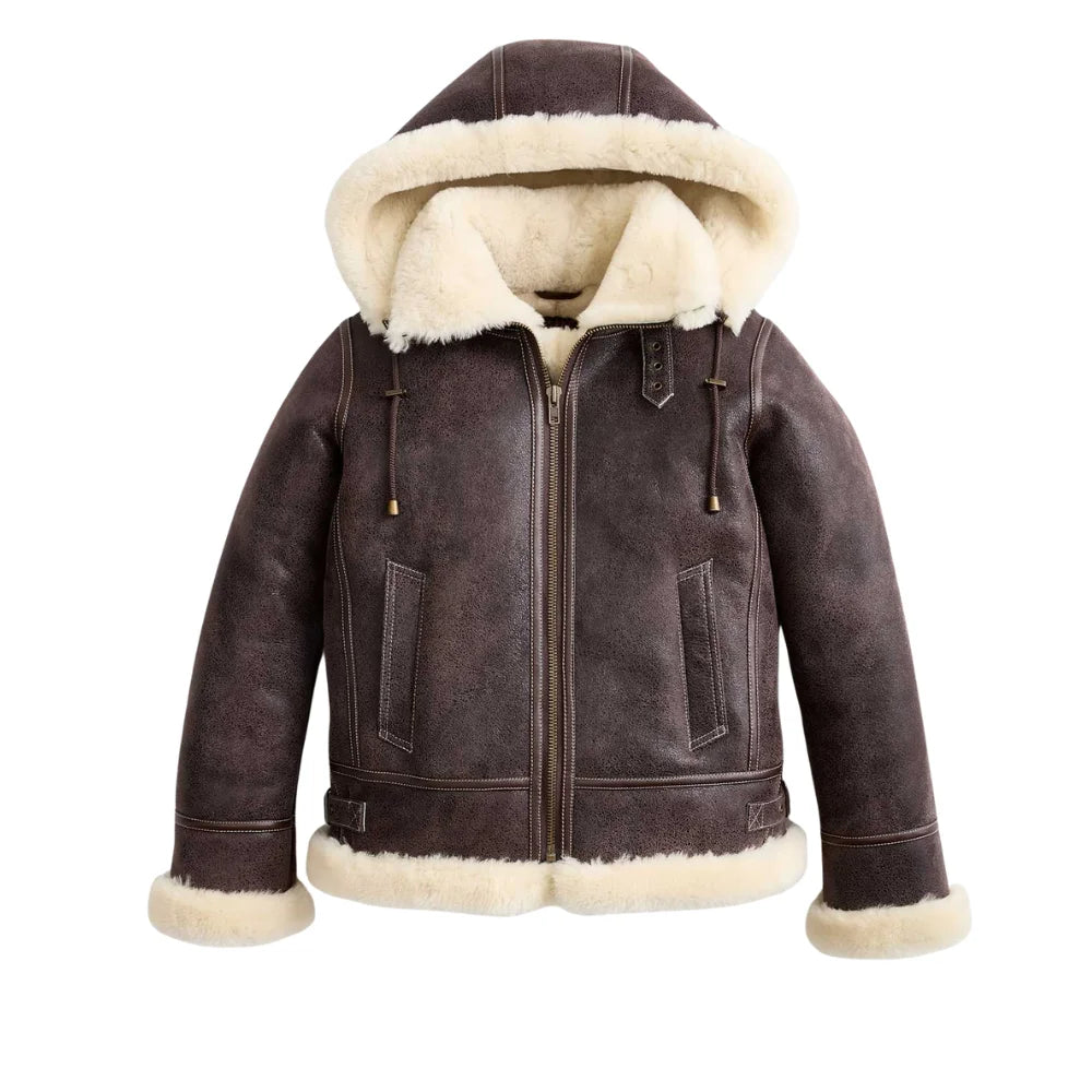 The Women's Heritage Real Dark Brown Shearling Bomber Jacket