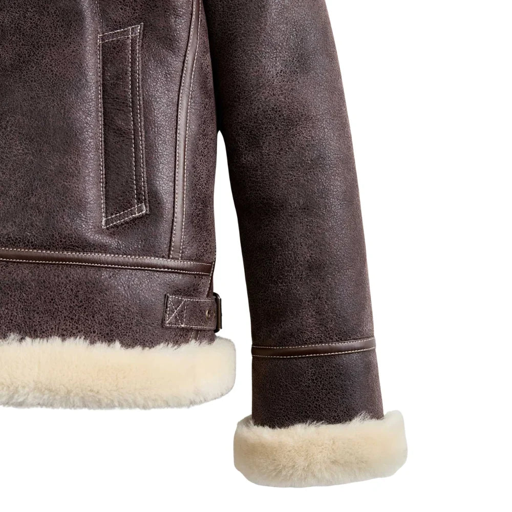 The Women's Heritage Real Dark Brown Shearling Bomber Jacket